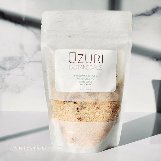 Bergamot & Rose Moisturizing Bath Soak | Uzuri Botanicals